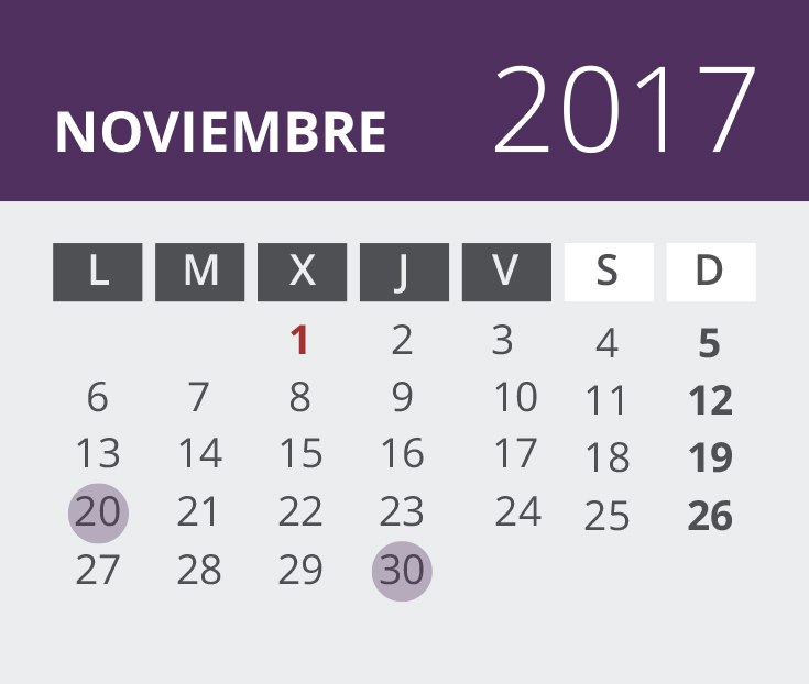 Calendario del Territorio Común. Septiembre